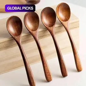 Natural Wooden Spoon Set, 4/6 Counts Durable Eco‑Friendly Long-Handle Cooking Spoons in Multiple Sizes for Kitchen Cooking, Baking and Serving #TOP PICKS