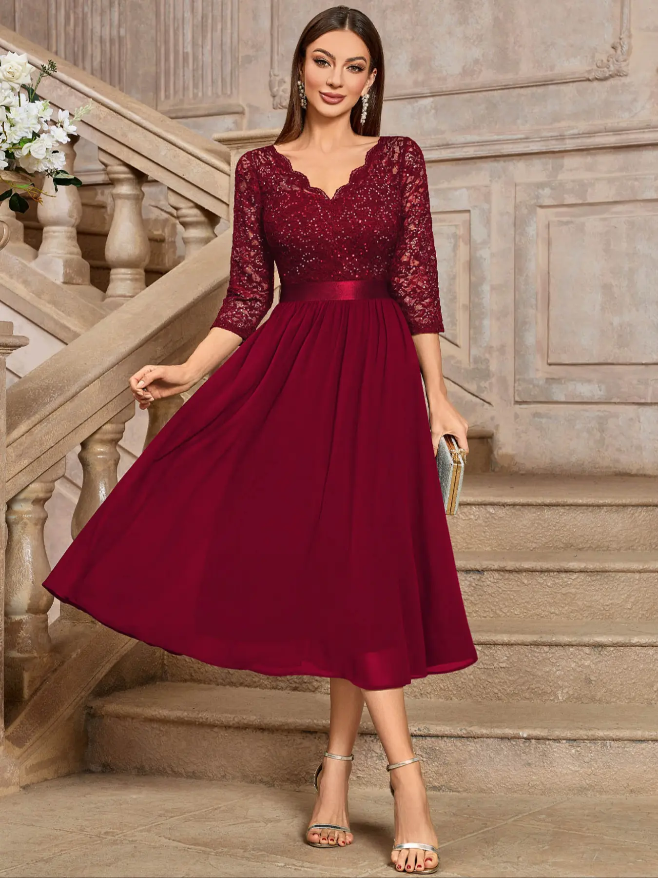3 4 sleeve midi dresses cocktail and party Amazon.com: DRESSTELLS Women's Black Cocktail Dress 2026, Formal Midi for  Wedding Guest, Funeral & Church, Modest with 3/4 Sleeves Black S :  Clothing, Shoes & Jewelry