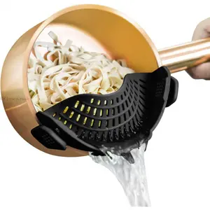 Clip on Strainer Silicone for All Pots and Pans, Pasta Strainer Clip on Food Strainer for Meat Vegetables Silicone Kitchen ColanderH5ClosetCrush