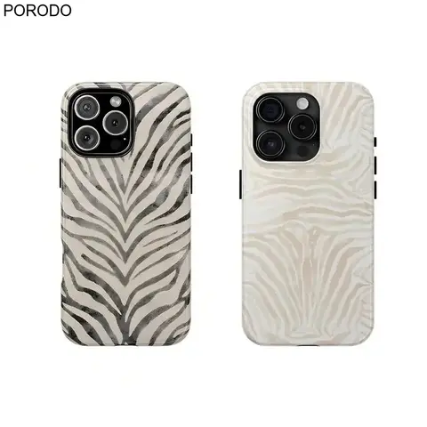 Durable Zebra Print Dual-Layer TPU Smartphone Case - Chic Protection for iPhone 12, iPhone 14 Pro, Premium Phone Accessories, Gift for Her for iPhone 16 Pro Case