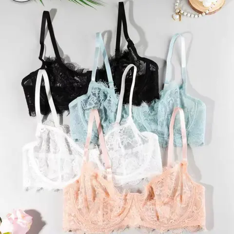 Lace Underwear Bralette Set: Wireless Bralettes, Wirefree Bra, Wireless adjustable straps custom-fit your body, delicate floral lace shines beautifully. Multi-hook back stays comfy — grab this sexy, soft set today!
