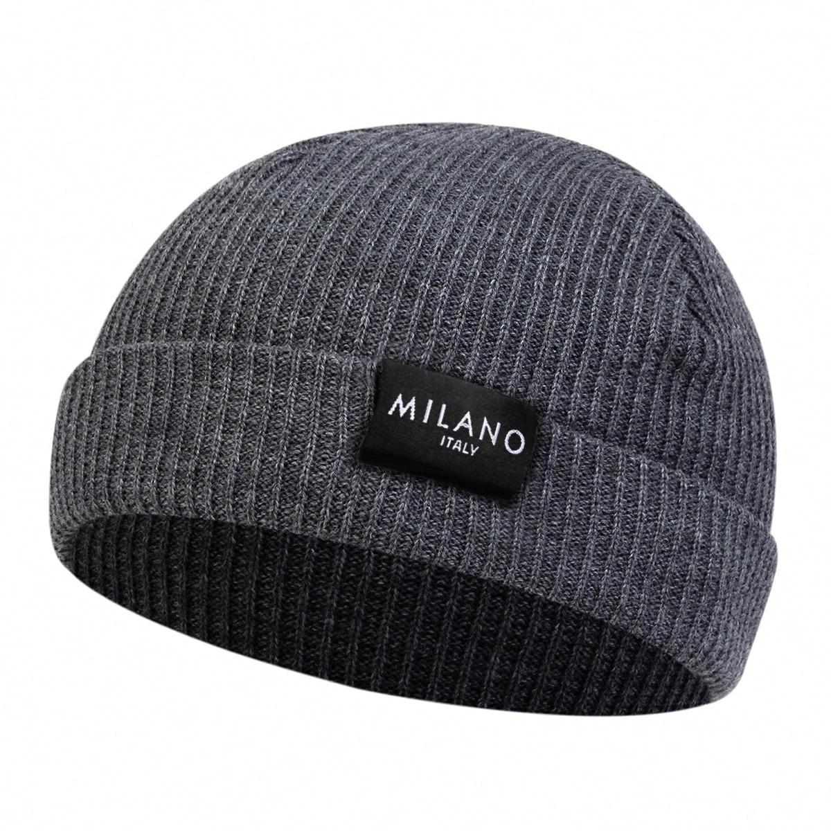 Unisex MILANO Letter Label Beanies Winter Warm Hat Hip Hop Cap Beanie Hat Caps for Women Men