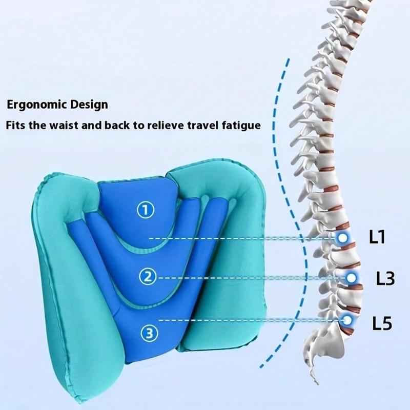 Airplane Travel Inflatable Lumbar Pillow, Car Waist Support Cushion, Portable Back Support Pillow for Train Plane Office Chair