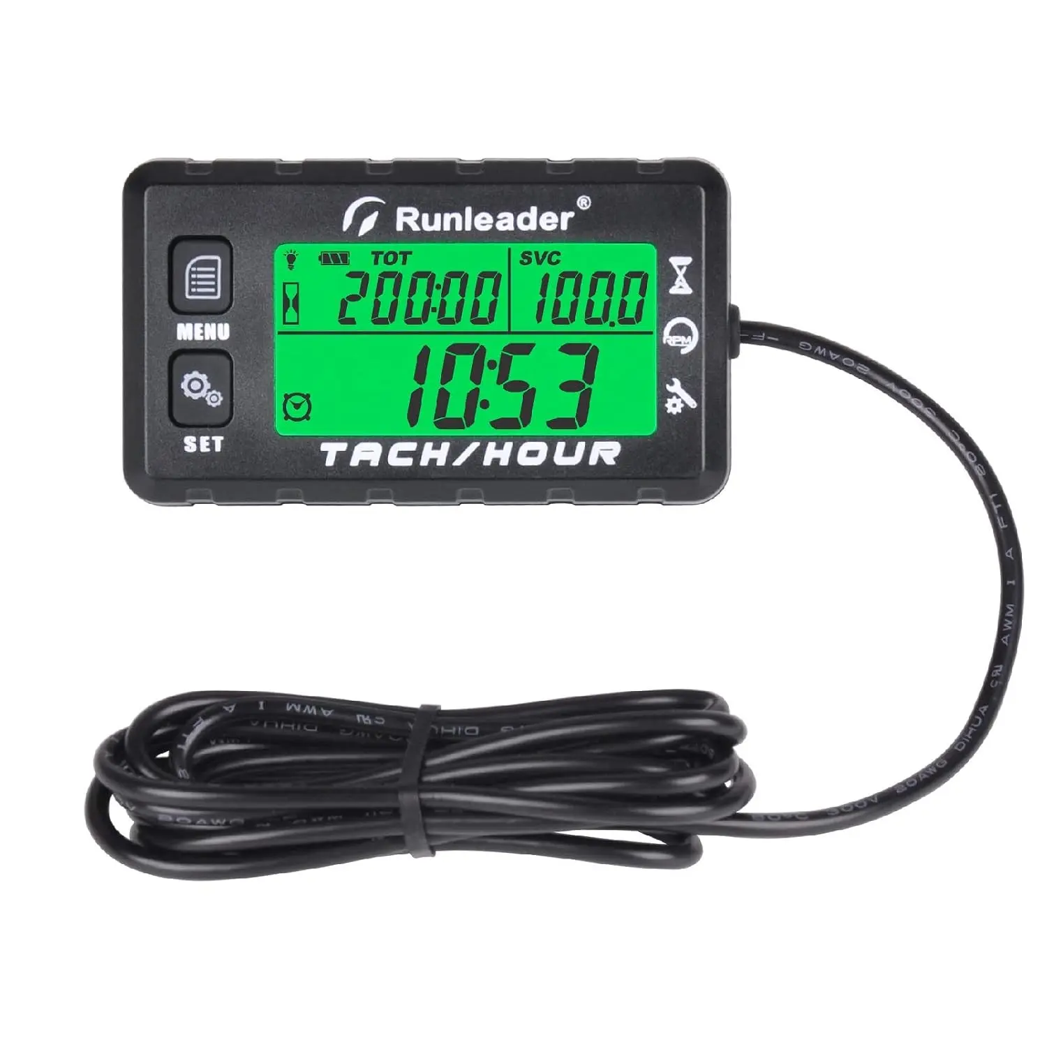 Hour Meter Tachometer with Maintenance Reminder