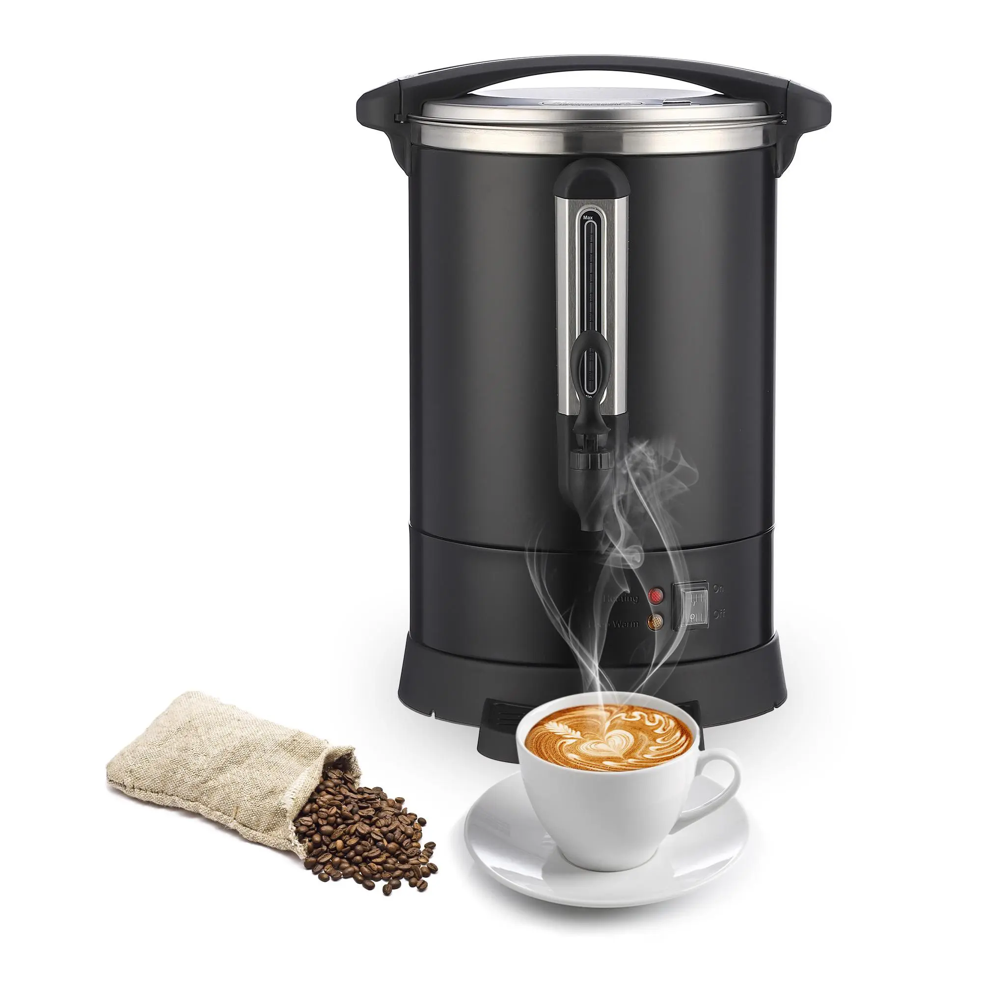 18L Stainless Steel Coffee Dispenser with Filter Basket, Large Volume Beverage Vessel for Catering Buffets, Parties, Weddings and Church Services