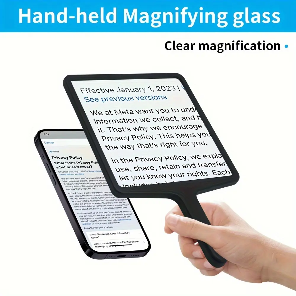 5x Zoom Fresnel Lens Magnifying Glass - Desk Accessory for Small Object Examination, Sleek Stylish Office Stationery Ideal for Mother's Day-Father's Day Gifting