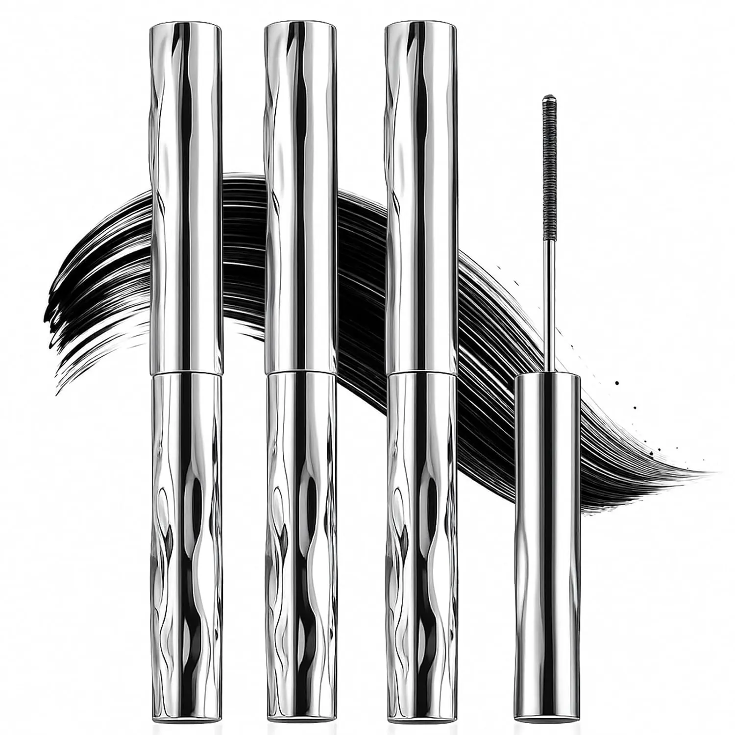 Curling Silver Stick Mascara, Metal Wand Tubing Mascara–Long Wearing Tubing Formula, 3D Volumizing & Lengthening Waterproof & Smudge-Proof for stunning length & 24h fiber waterproof