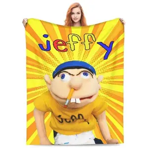 SML Jeffy Flannel Blanket – Soft Funny Cozy Plush Throw Blanket for Sofa, Bed & Travel, Lightweight Portable Blanket, Warm Birthday & Christmas Gift for Kids & Adults