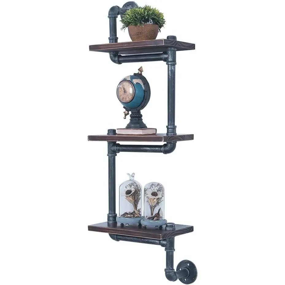 Industrial Pipe Shelving Wall Mounted, Rustic Floating Shelves for Wall | Iron Pipe,Solid Pine ,Easy to Assemble,Suitable for Bedroom,Bathroom,Kitchen,,Garage,Office,Laundry Room