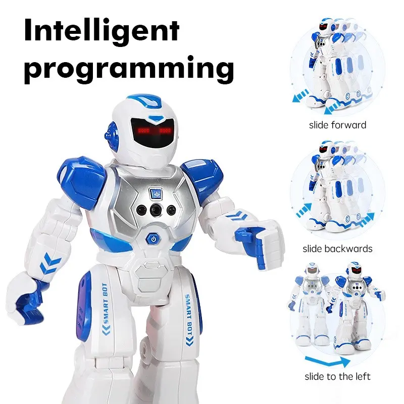 Smart RC Robot Toy, Interactive Blue Programmable Remote Control Robot, Gesture Recognition, Kids and Adults Gift, Requires 2 Aa Batteries