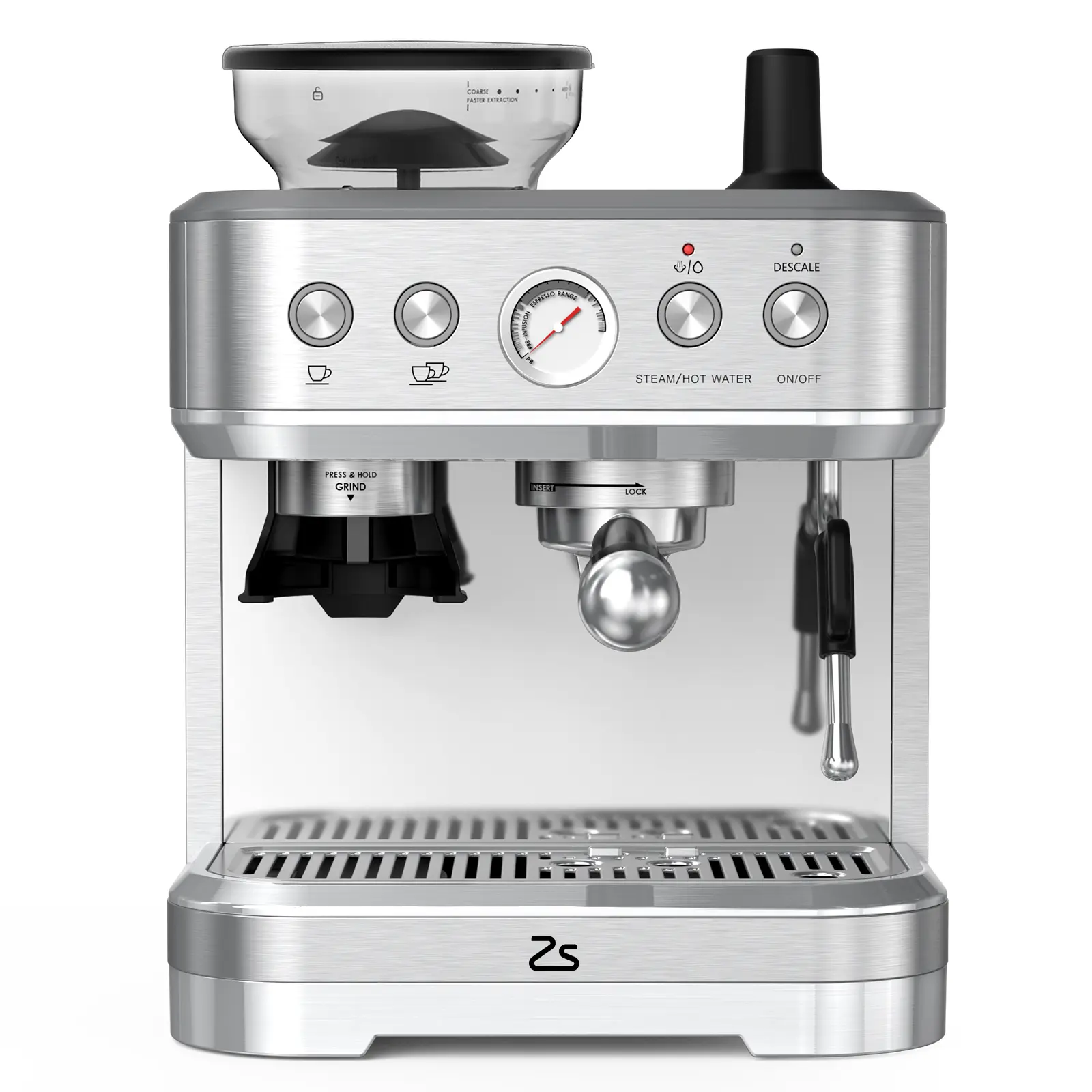 15-Bar Pump Espresso Machine with Built-In Grinder, PID Temp Control, 360° Steam Wand, 2.5L Removable Water Tank - Commercial Look Coffee Gadget for Making Latte at Home