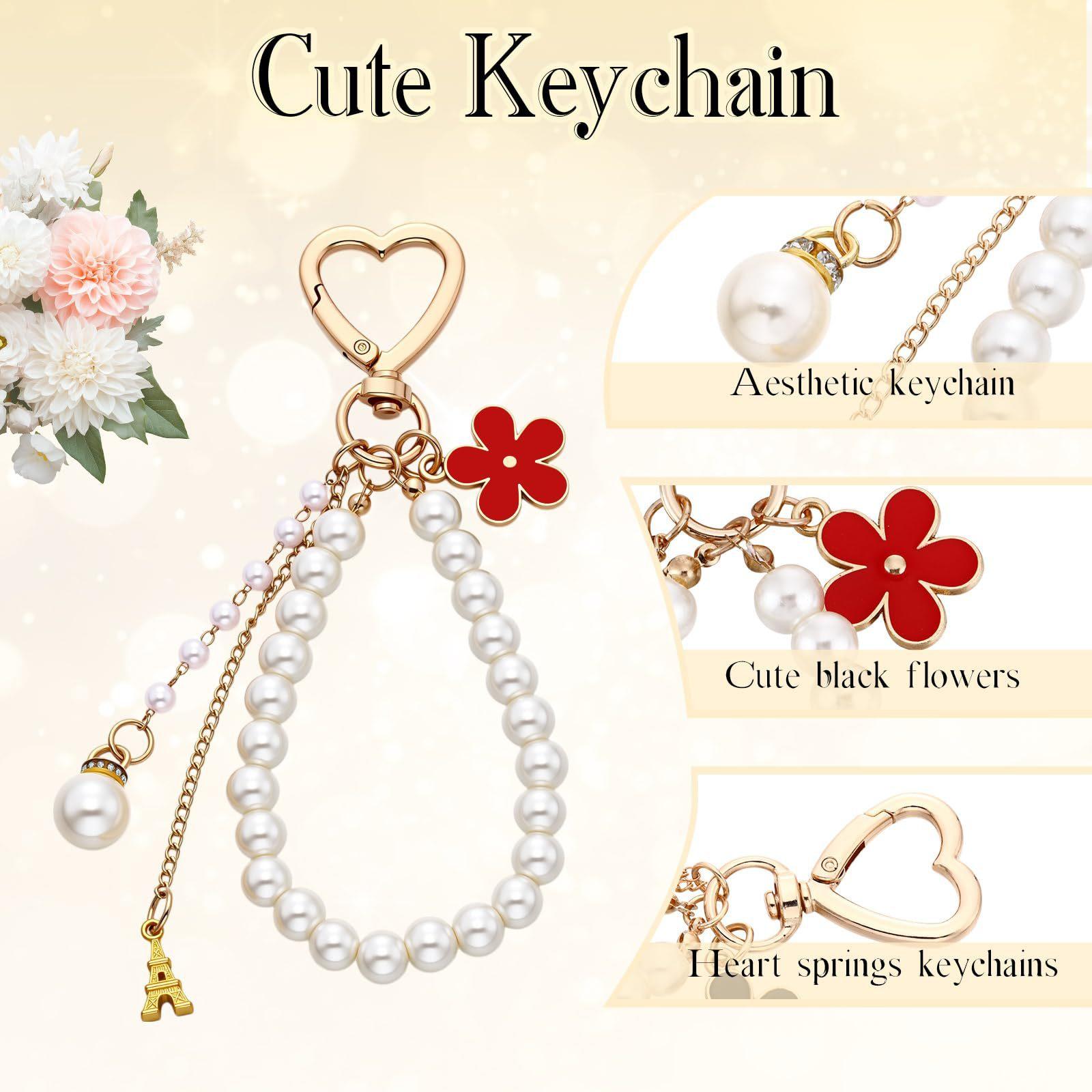 5 Pcs Bag Extender Chain Gold Pearl Purse Chain Ribbon Bow Keychain Extender Bag Strap Purse Charms Accessories for Handbag Y2K Aesthetic Bag Accessories Bag Charm Keychain Accessory Gifts for Women keychains for women