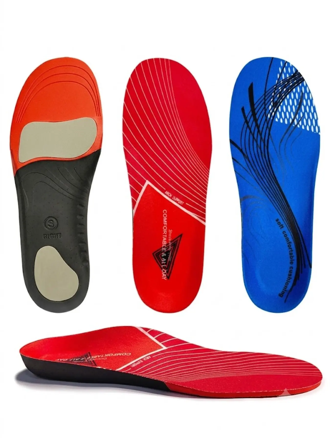 Pain Relief Orthotic Insole, 220+ Lbs Plantar Fasciitis High Arch Support, Unisex Flat Foot Corrector, Work Boot Pad, Shock Absorption