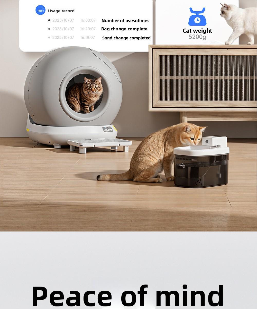 Smart app-controlled cat litter box, fully automatic, extra-large, anti-splash, enclosed cat toilet