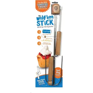 Marshmallow Roasting Stick - Multiple Cooking Attachments - Campfire Pie, S'More, and Hot Dog BBQ Roaster with Easy Spin Handles