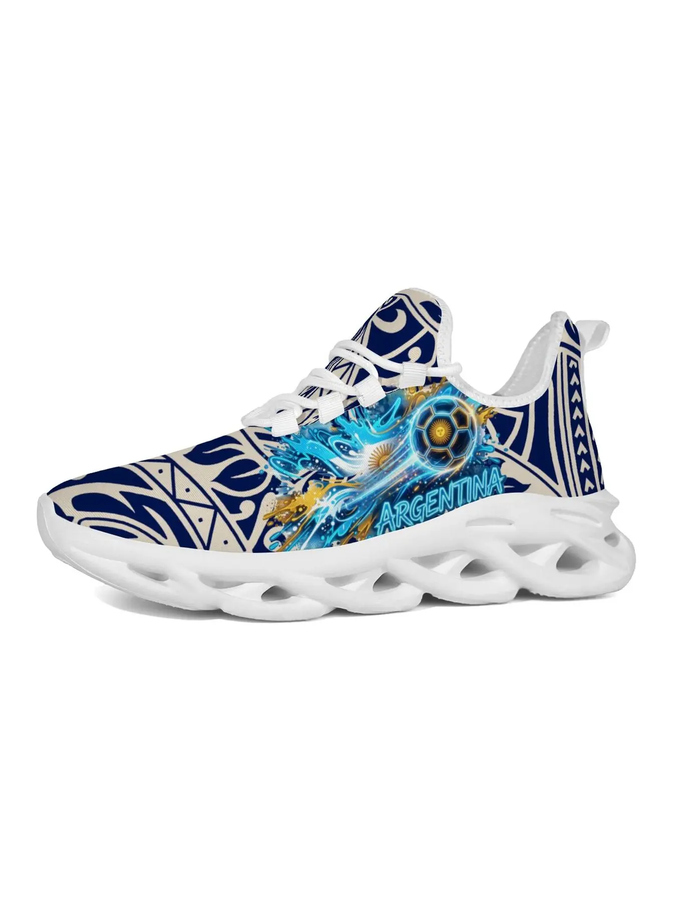 Unisex Argentina Football Matches Personalized Pattern Soccer Sneakers For Man Woman Lightweight Lace Up Blade Running Shoes Breathable Casual Walking Shoes Versatile For Daily Outings