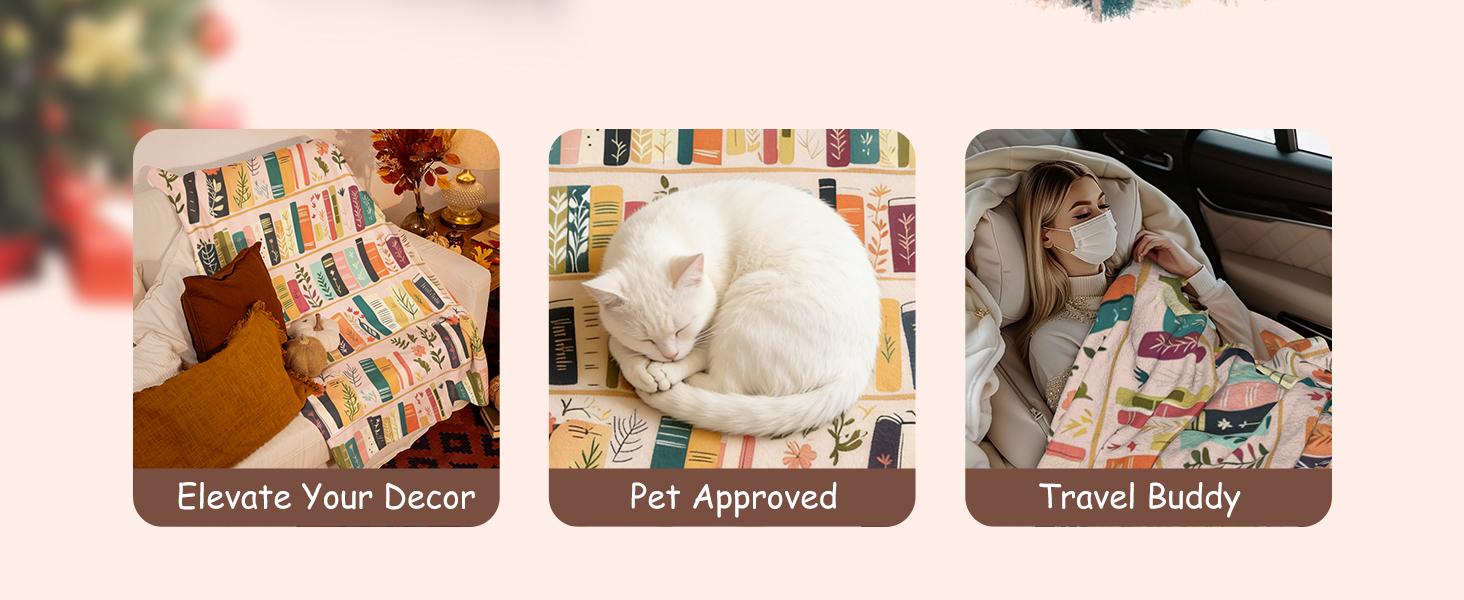 Book Lovers Gifts for Women Readers, Reading Blanket for Readers, Unique Bookish Book Club Birthday Christmas Reading Librarian Gifts Blanket 60"x50" (Pink)