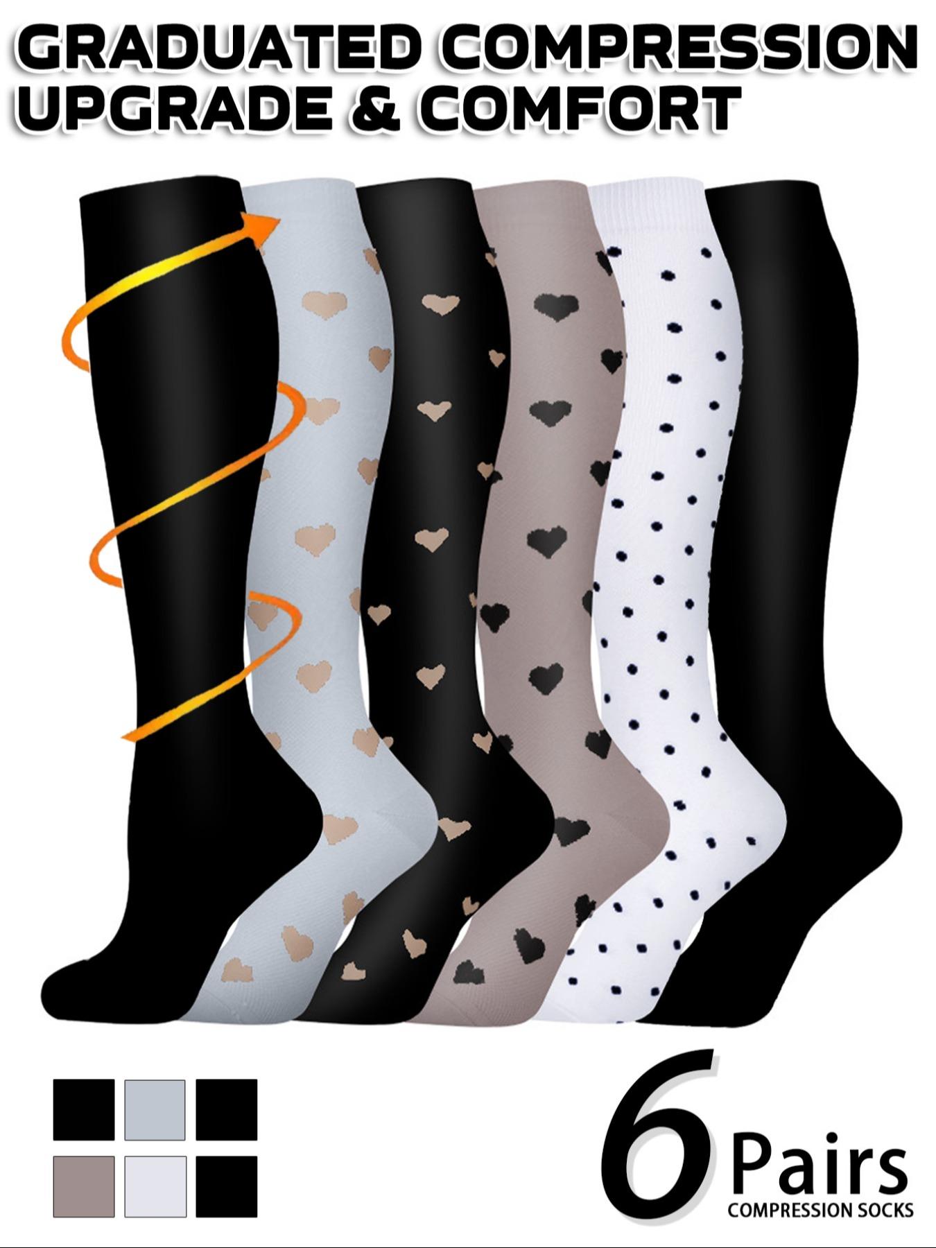 Unisex's Colorful Compression Socks, Sports Socks for Running, Nurses, Pregnant Women, Sports Socks for Improving Blood Circulation, Polyester Athletic Socks