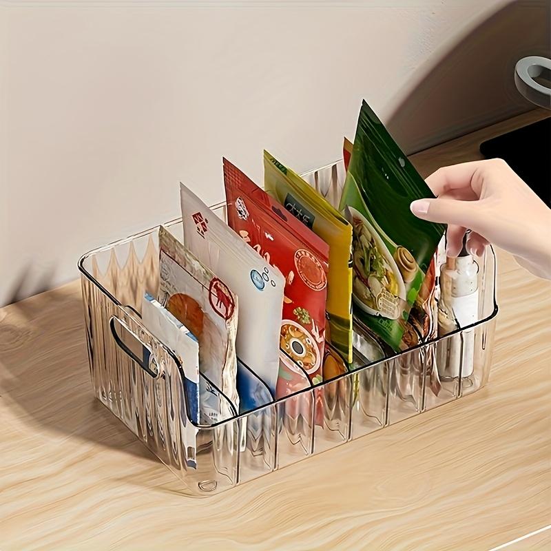 Transparent Plastic Spice Storage Box with Adjustable Dividers, Multi-Purpose Kitchen Organizer for Snacks & Small Items