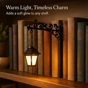 Library Lantern – Decorative Bookshelf Lamp, Vintage LED Book Light, Reading Corner Fixture, Unique Gift for Book Lovers