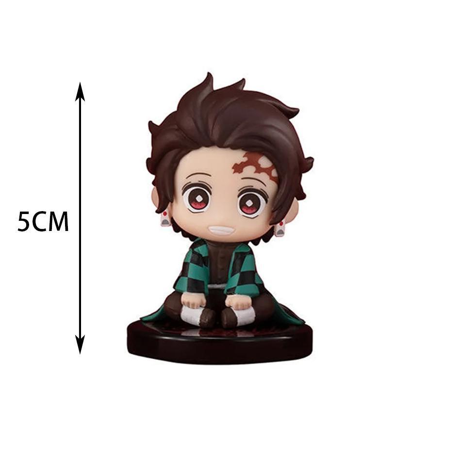 Demon Slayer Figure Toy Anime Kimetsu no Yaiba Q Version Sitting Tanjiro Nidouzi Inosuke Zenizu PVD Figurine Model Doll Gifts