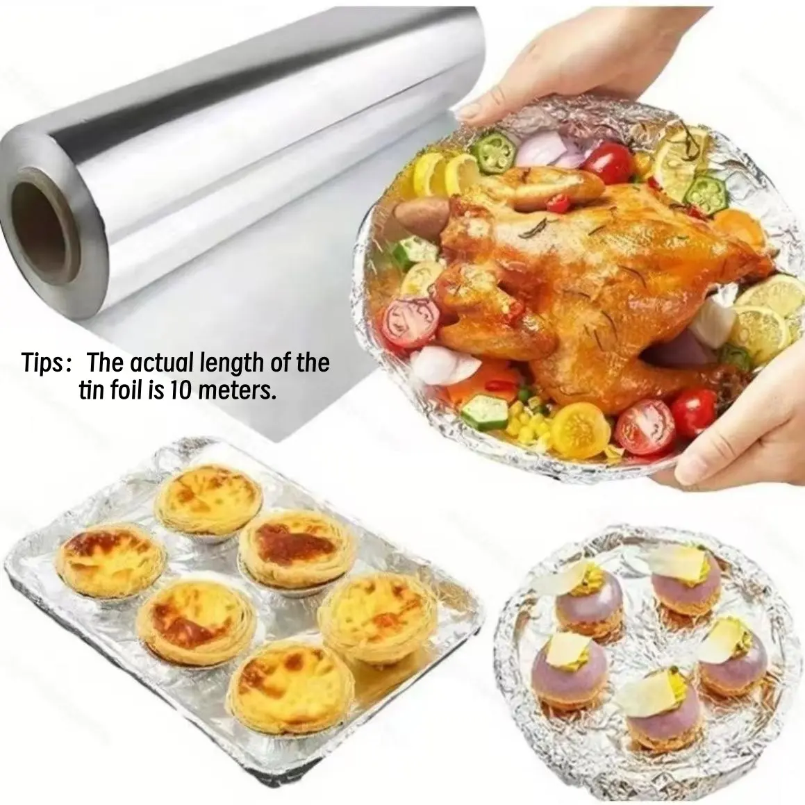 Heavy-Duty Disposable Aluminum Foil Roll, Non-Stick Heat Resistant, Ideal for Cooking, Baking, BBQ, Desserts, Home Kitchen, Professional Bakery, Kitchenware, Standard Aluminum Foil Rolls