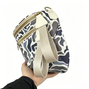 2026 Multi-Pocket Camo Print Crossbody Bag, Lightweight Sling Purse with Gold Zippers for Travel & Everyday Use