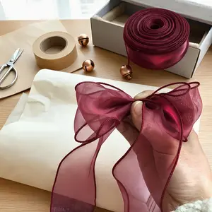 10m/394in Sheer Organza Gift Wrapping Ribbon Roll for Bouquet, Cake Box & Handmade Bow Decoration, DIY Craft Ribbon for Summer Weddings, Graduation Parties, Baby Showers, Autumn Festivals, Birthday Gifts, Floral Packaging & Party Supplies
