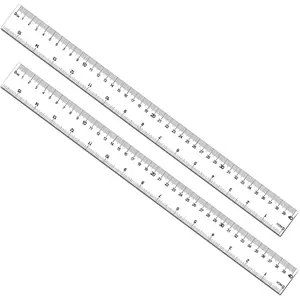 2 Pack Clear 40cm (15 3/4 Inch) Plastic Straight Ruler with Dual Inches and Metric Measuring for Student School Office Construction