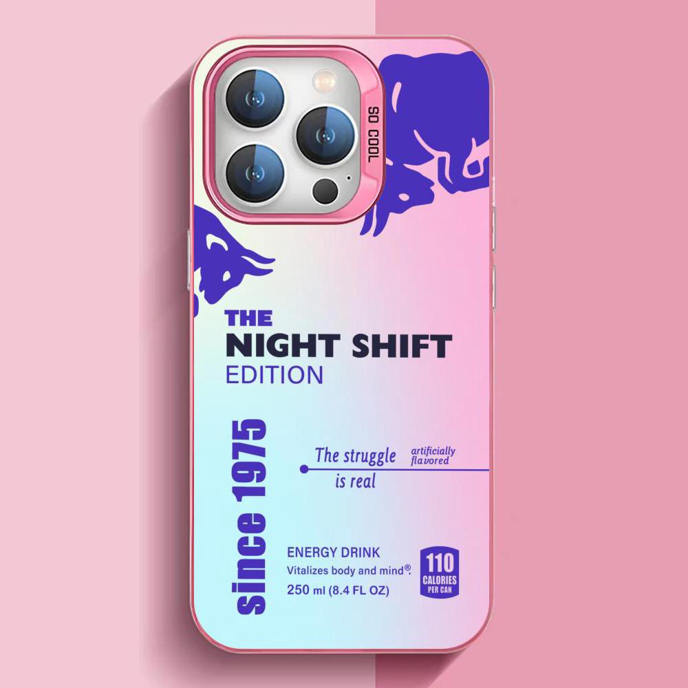 Rainbow Silver-Finish Phone Case with Red Bull Energy Drink Design — Compatible with iPhone 16 / 15 / 14 / 13 — Shockproof Silicone Gradient Back Cover