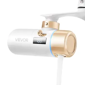VEVOR Skincare Water Filter, Faucet Mount Water Filters with Micro-nano Bubble for Skin, Sink Tap Purifier, Removes Chlorine with 1 Filter, for Kitchen and Bathroom Faucets, White+ Gold