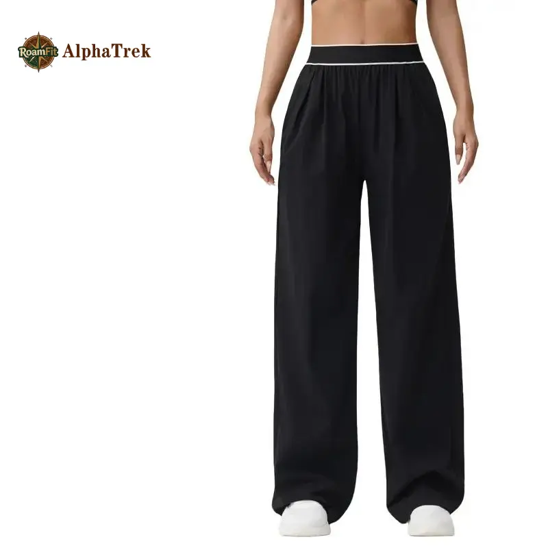 Summer light and breathable wide-leg sweatpants, high elastic elastic waist straight casual pants, sun-proof quick-drying yoga pants