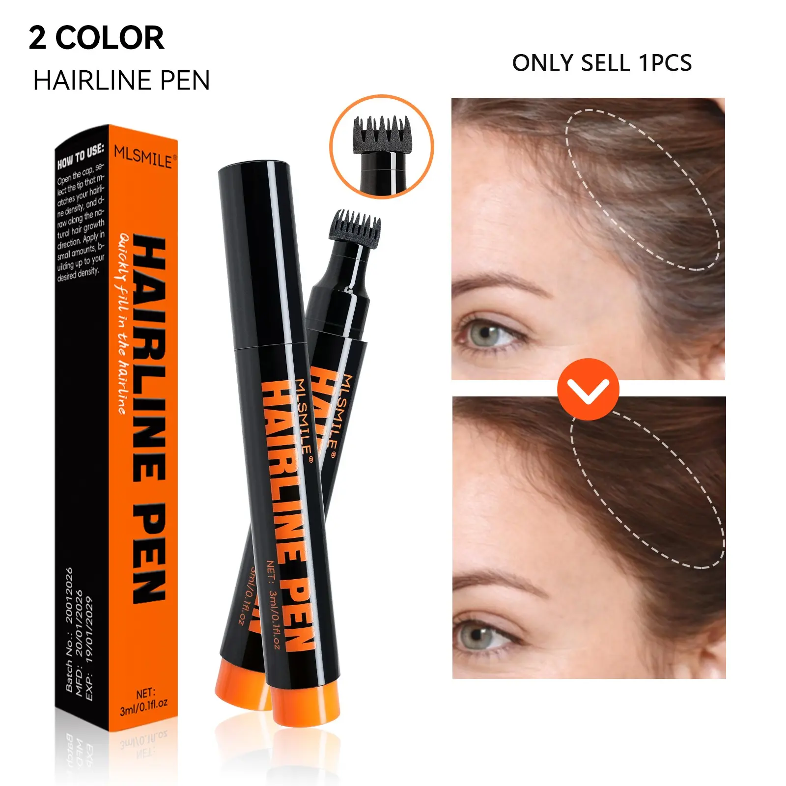 All-in-one Hair Root Touch Up Pen, simulated hair texture dual comb head design, waterproof upgraded formula no pore blockage, solve grey hair, thin hairline and wide parting troubles, easy control for beginners without uneven color