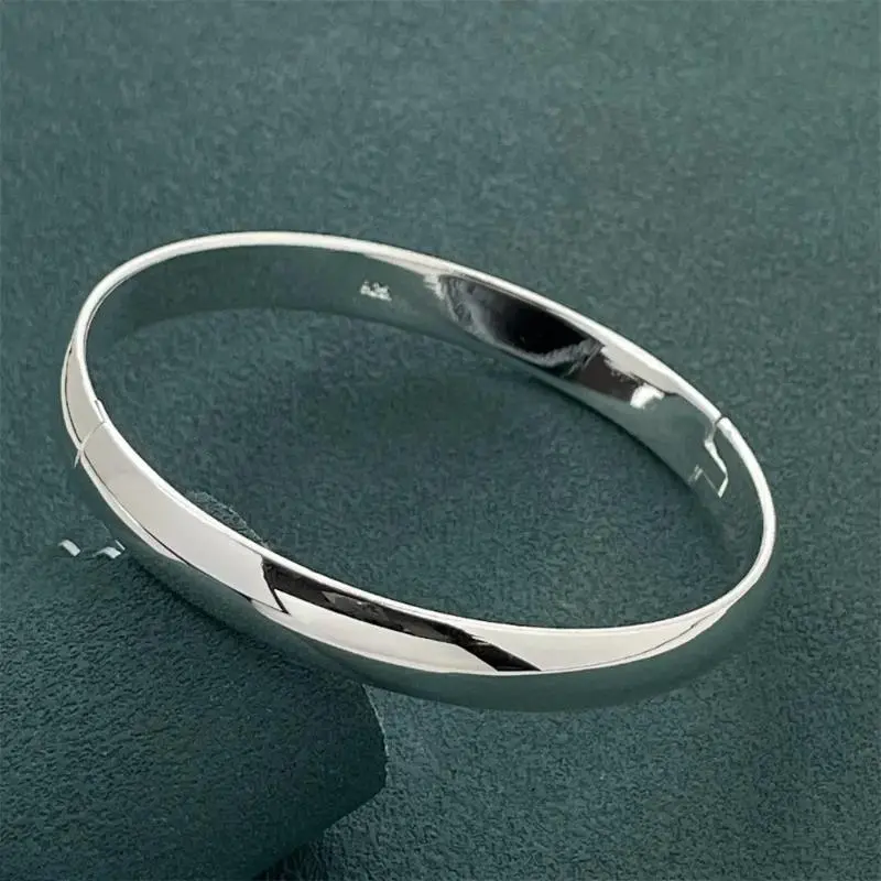 Sleek Smooth Bangle with Buckle Closure, Tarnish-Resistant Wristband & Bag Charm, Daily Fashion Jewelry Gift for Friends, Anniversary, Modern, Stainless Steel, Smooth Finish, One Size, Solid