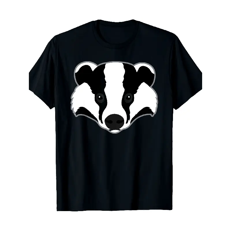 Men's Round Neck T-Shirt with Funny Badger Art Print, Casual Short-Sleeve Graphic Tee, Creative Gift for Men, Funny Print
