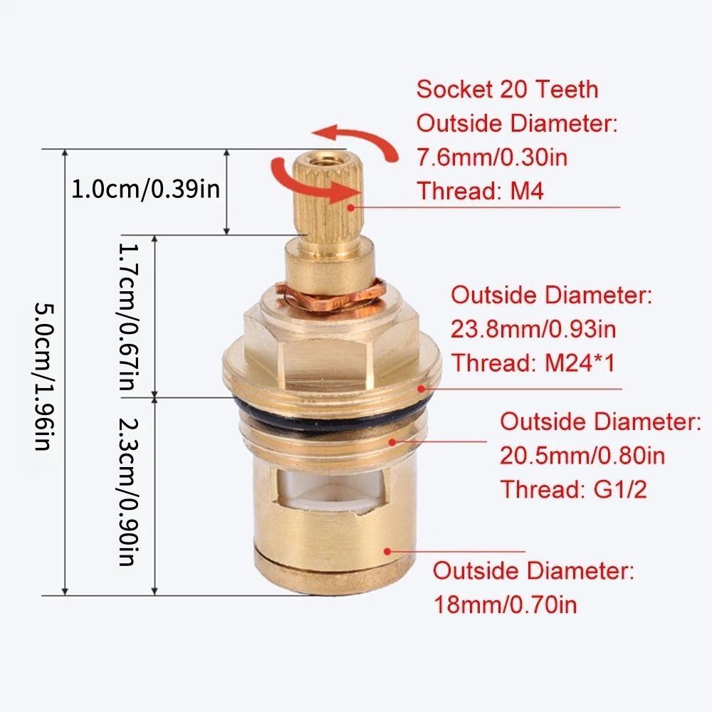 G1/2 Inch Copper Valve Core, Durable Anti-leak Valve Core, Bathroom Universal Cold & Hot Water Mixing Valve Replacement Repair Parts