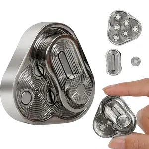 1pc Triangular Magnetic Metal Finger Push Puzzle, Edc Multi-Directional Sliding Block Stress Relief Toy, Portable Anxiety Relief Tool