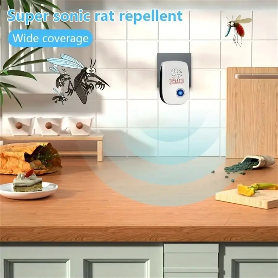 Sound Wave Pest Repellent Device, Intelligent Ultrasonic Mosquito & Insect Control, Non-Toxic, Wide Coverage, Indoor Use, Abs Material