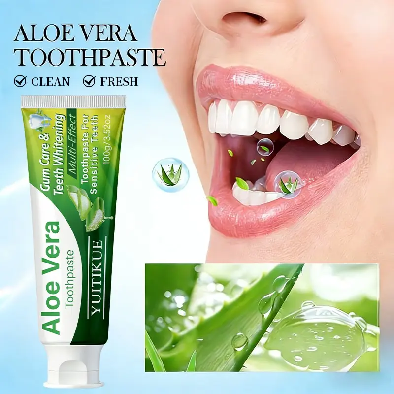 Yuitikue Natural Aloe Vera Toothpaste, Gentle Deep Cleaning, Removes Coffee Stains, Rich Foam, Long-Lasting Fresh Breath, 100g