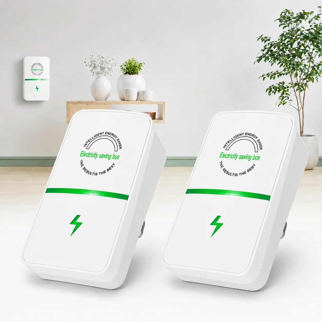 2026 Updated Energy-Saving Power Stabilizer Set Pack (2pcs, US Plug) - Power Socket Plug in Module, 90-250V Wide Range Voltage Control, Compact Rectangular ABS Home Electrical Accessory