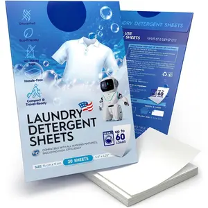 Laundry Detergent Sheets Unscented, 30 Count –  Laundry Soap Sheets for   – Travel Friendly Washing Detergent Sheets for HE & Standard Washers