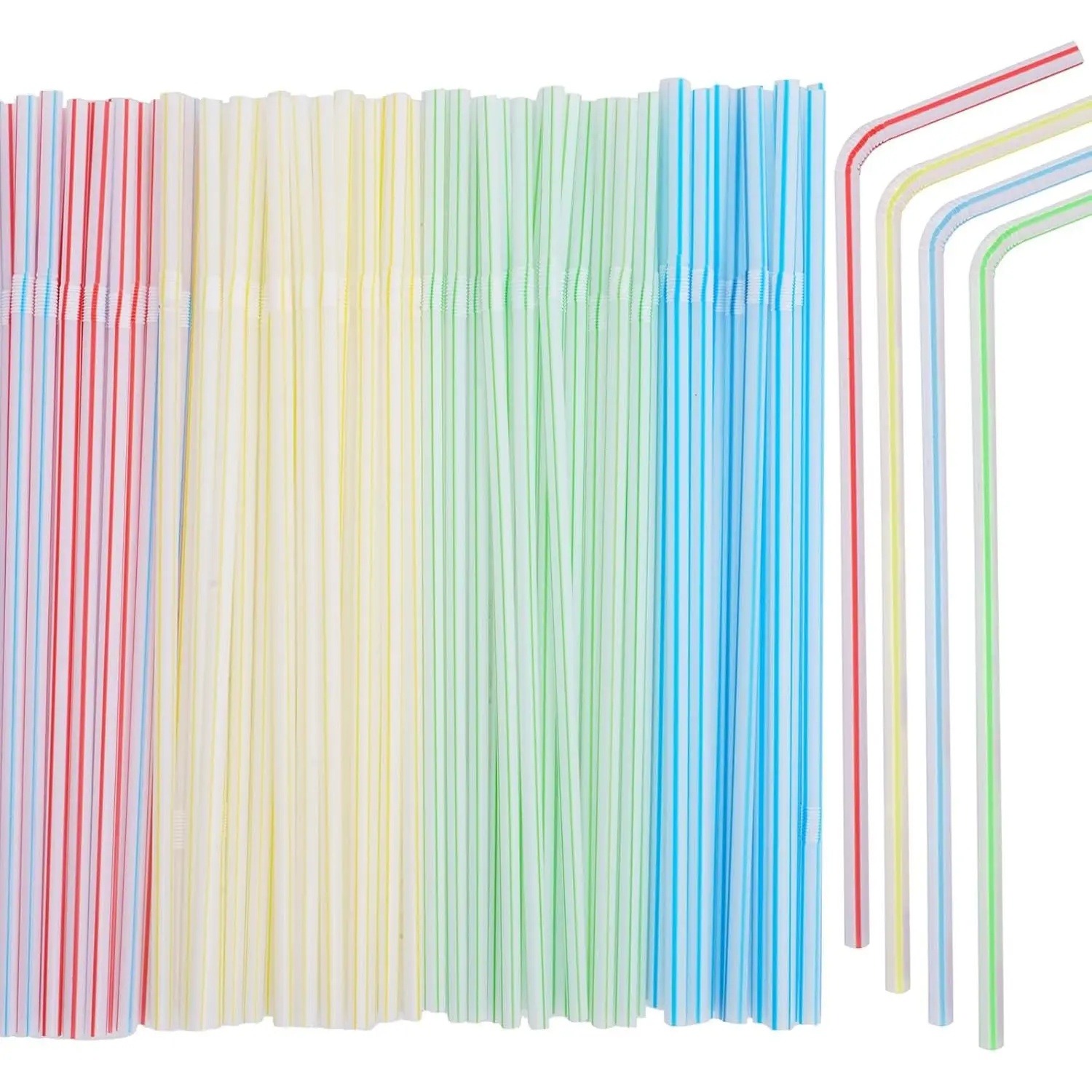 200 Pcs Plastic Straws Disposable Straws Drinking Plastic 8.8inch Long Bendy Straws Flexible Bendable Drinking Straw