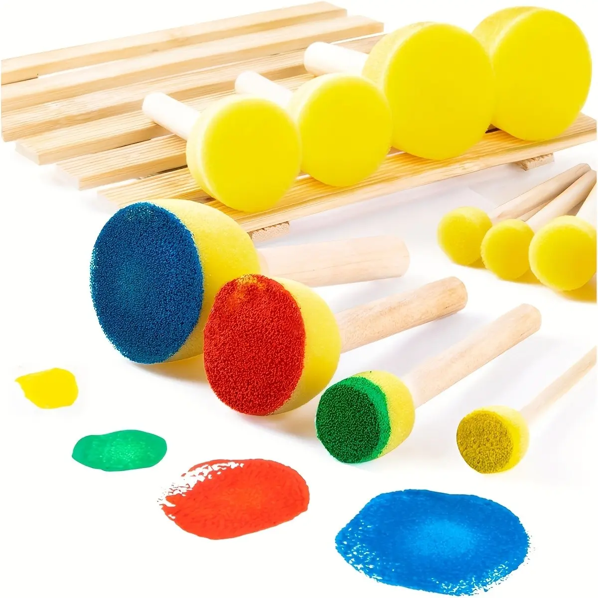 [Artistic Sponge Brushes] 12pcs Sponge Brushes for Graffiti And Painting, Featuring Round Mushroom-Shaped Stamps And Sponge Sticks, Ideal for Artistic Drawing And Painting Projects, for Professional Artistic Use