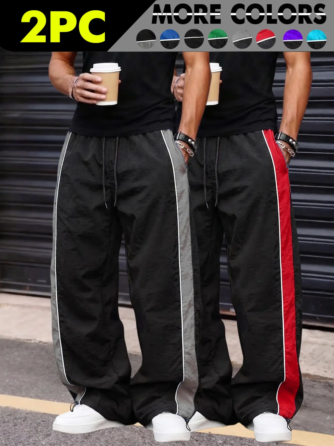New Men's Casual Sport Pants, Loose Fit, Elastic Waistband, Taslan Nylon Fabric, Lightweight, Perfect for Daily Wear, Simple and Versatile, Clothing