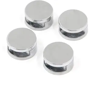 4Pcs Zinc Alloy Round Mirror Clips Floating Glass Clip Clamps Holder, Wall-Mounted Mirrors Bracket Bathroom Mirrors Supporting Sheet for 0.12"-0.2" Thick Mirror