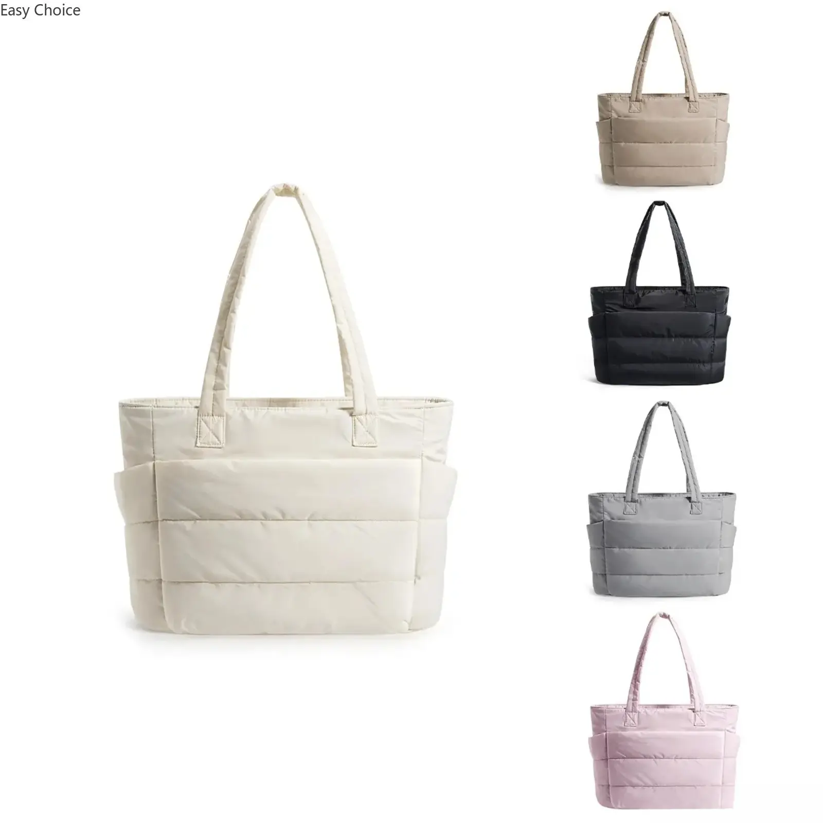 Puffy Bubble Quilted Tote Bag, 3‑Sizes Lightweight Puffer Laptop Shoulder Bag, Casual Commuter & Travel Handbag