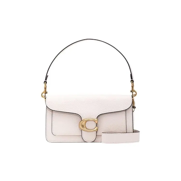 COACH Tabby 26 Crossbody Handbag for Women – Polished Pebbled Leather with Classic Metal Logo, Medium Size, White