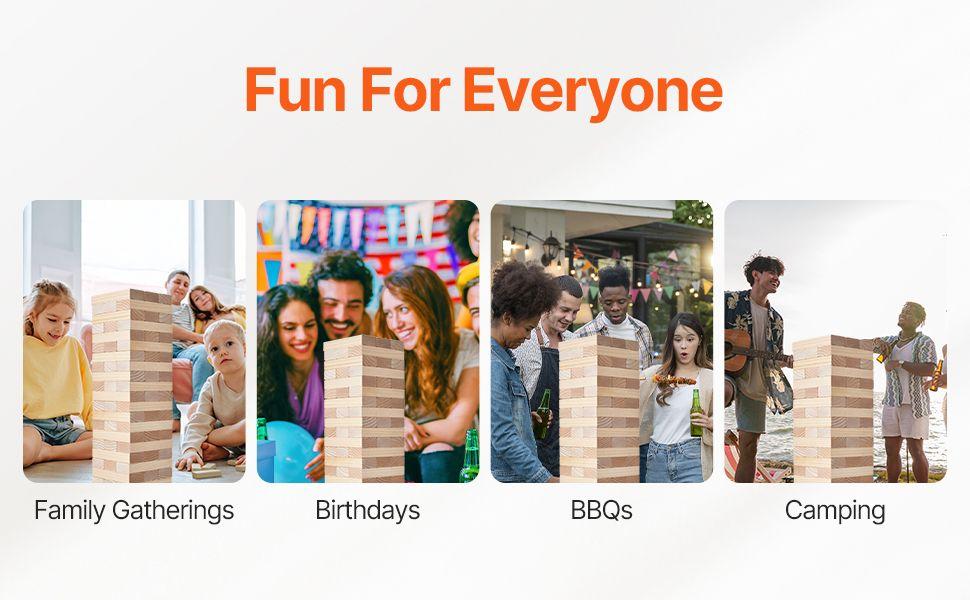 Tumbling Timber Toy 60 Blocks Giant Tumble Tower Blocks Game Pine Wood Bag