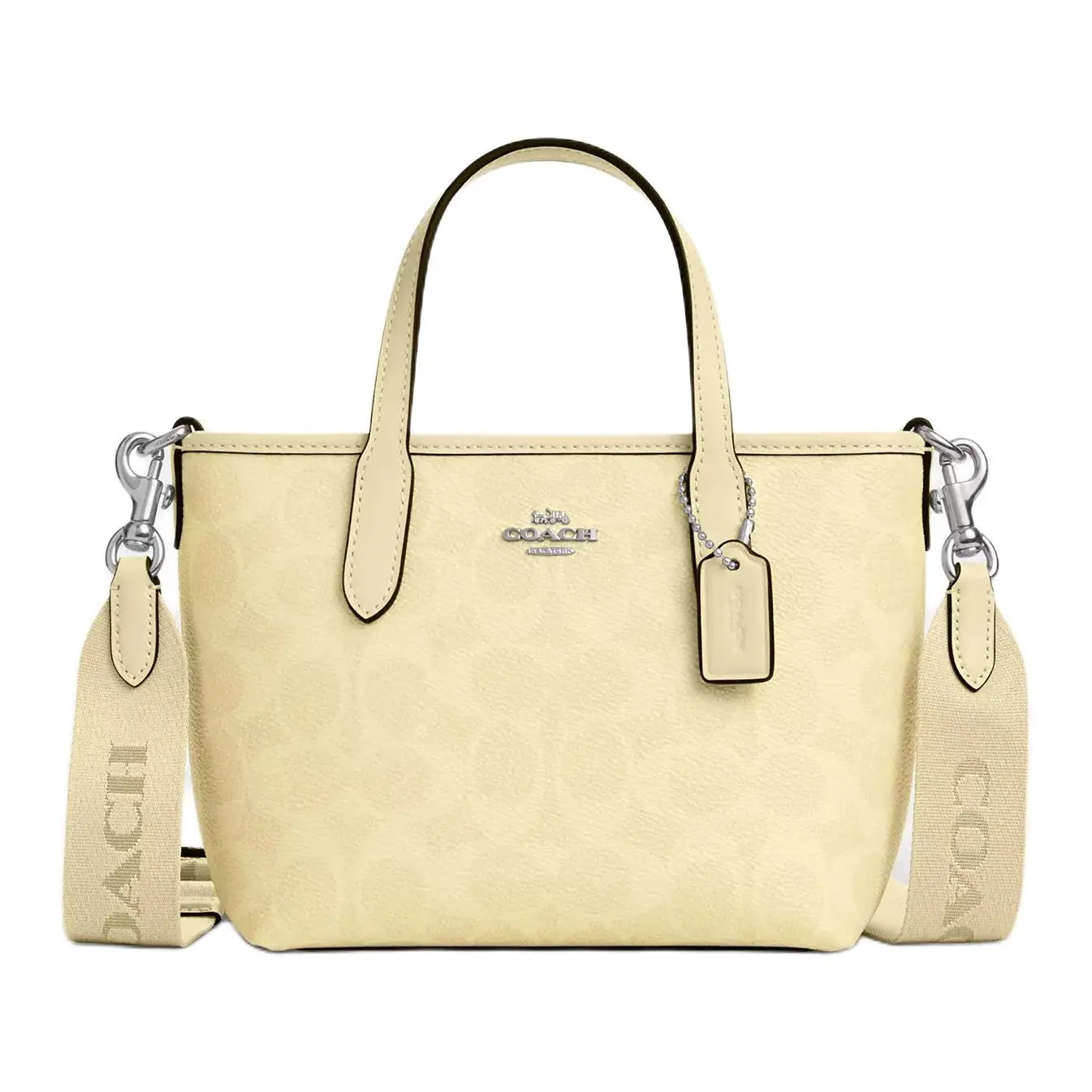 Coach City 15 Tote Bag for Women – Mini Logo-Printed Coated Canvas with Metal Hardware, Yellow
