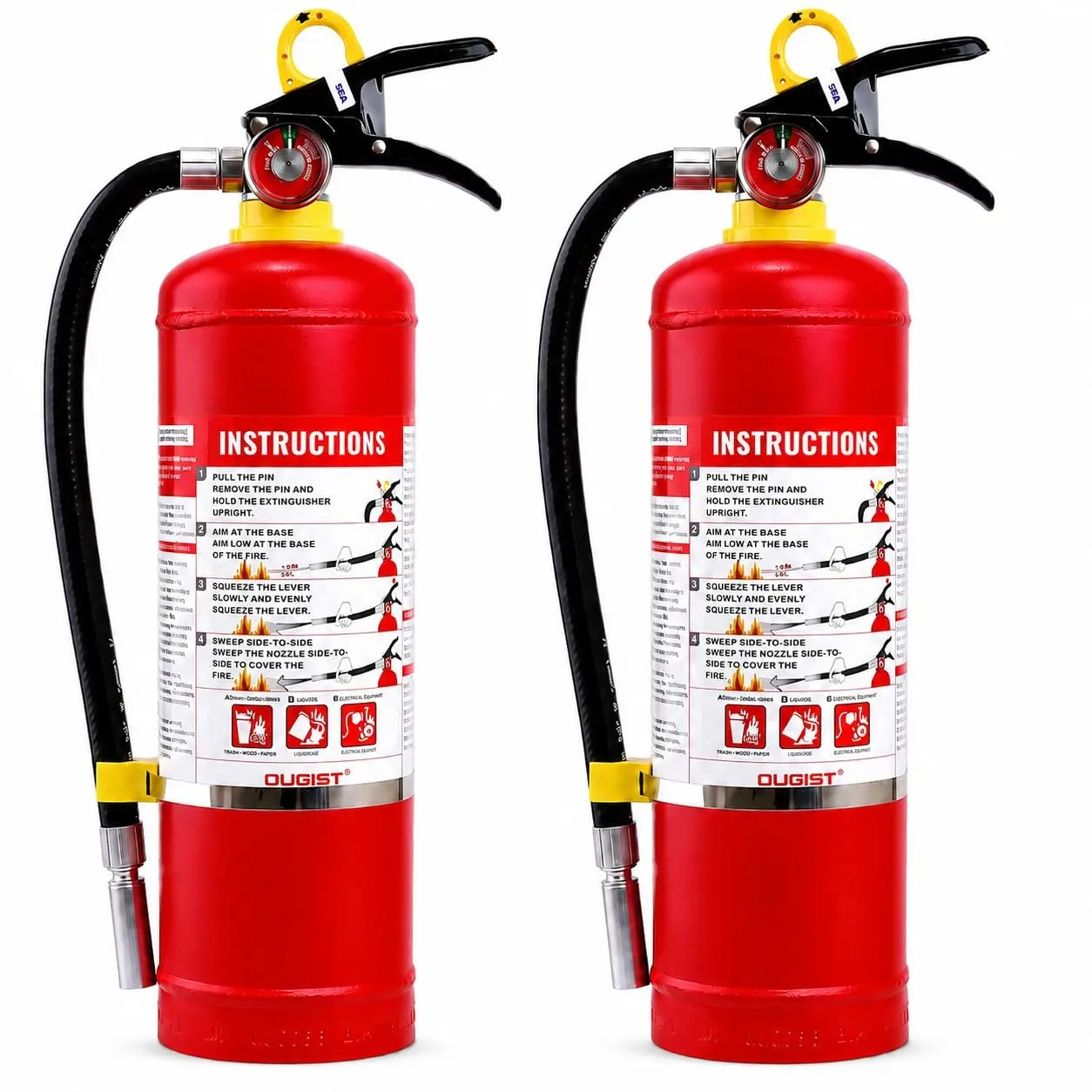 OUGIST 5 lb ABC Fire Extinguisher Heavy Duty – Large Capacity Dry Powder for Garage, Workshop and Whole-Home Protection (2pcs)